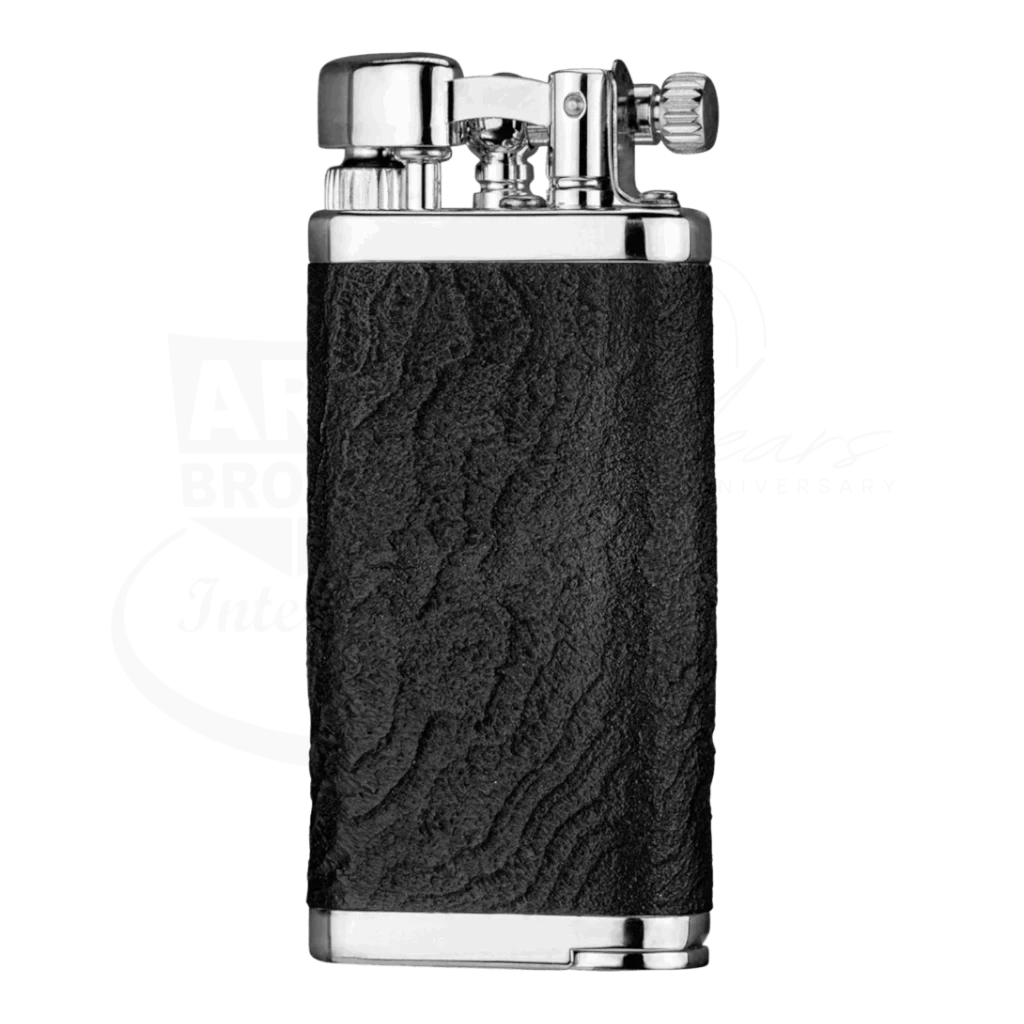 IM Corona 64 Old Boy black briarwood and chrome cigar lighter with flint wheel and side lever