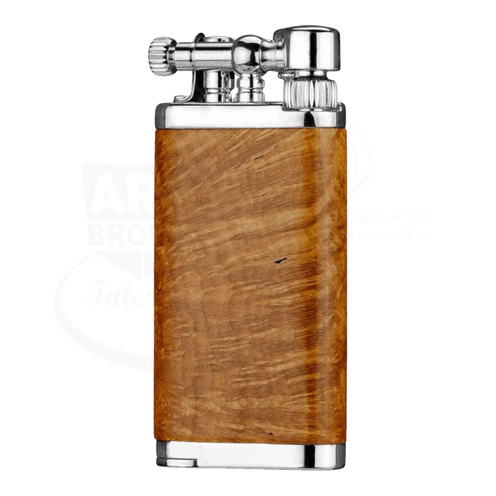 IM Corona 64 Old Boy briarwood lighter with brown wood body and chrome trim