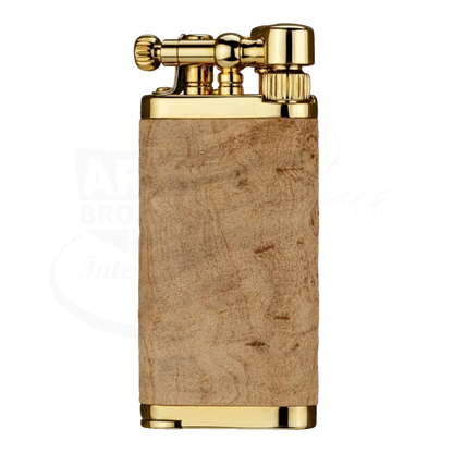 IM Corona Old Boy 64 briarwood lighter with gold tone finish and rectangular body