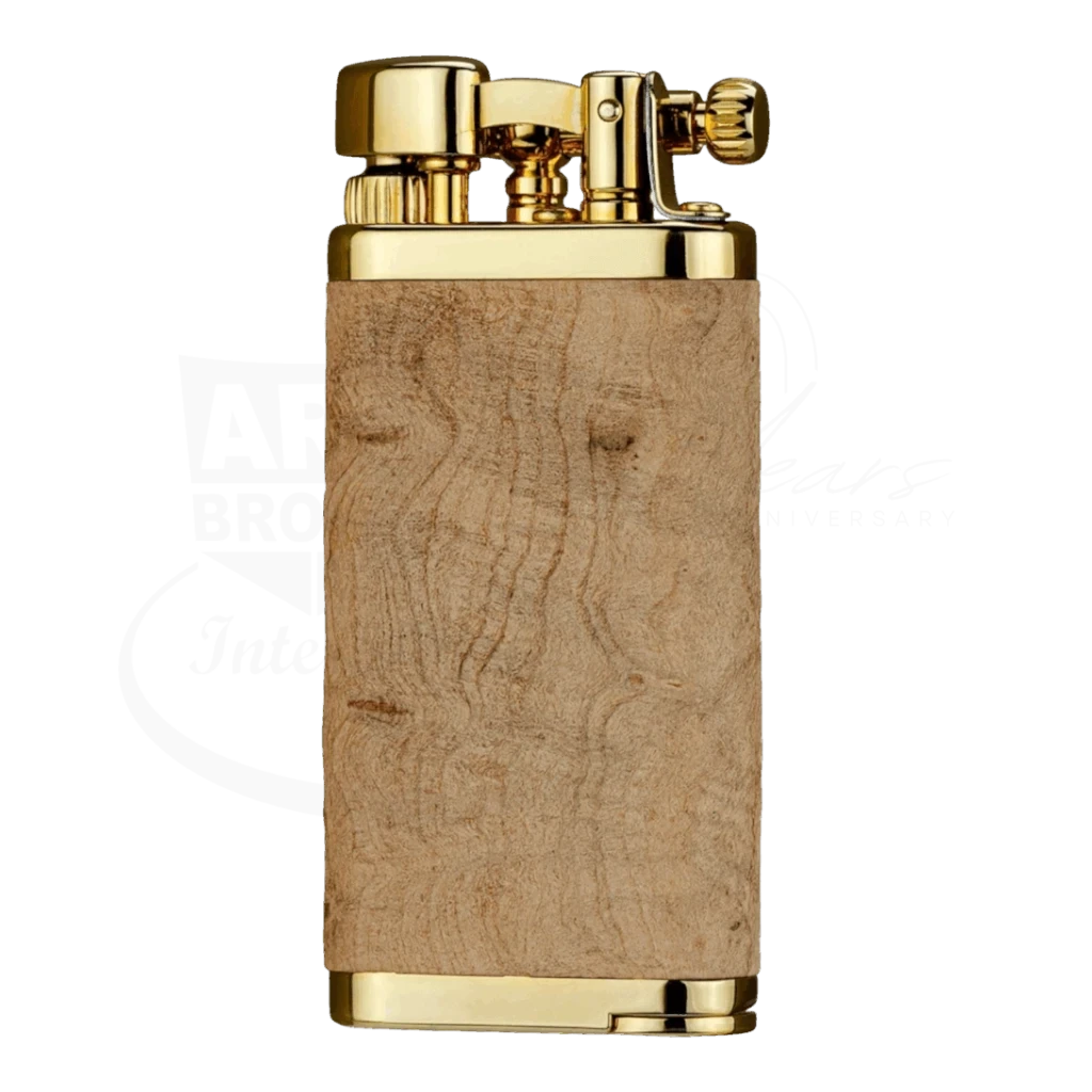 IM Corona 64 Old Boy briarwood pipe lighter with natural wood body and gold metal top