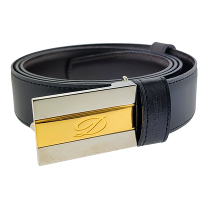 S.T. Dupont Two-Tone D Buckle with Reversible Black & Brown Leather Belt, 6660120