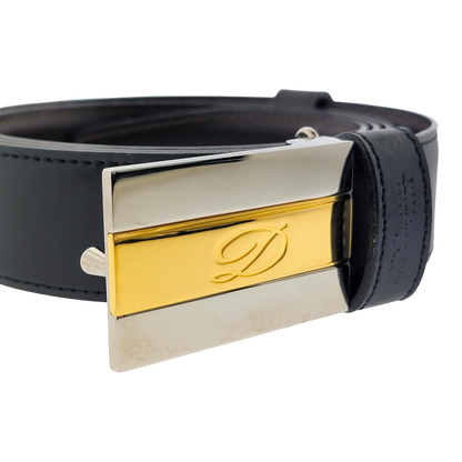 S.T. Dupont Two-Tone D Buckle with Reversible Black & Brown Leather Belt, 6660120