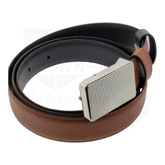 S.T. Dupont Reversible grained leather with diamond head guilloche on the buckle