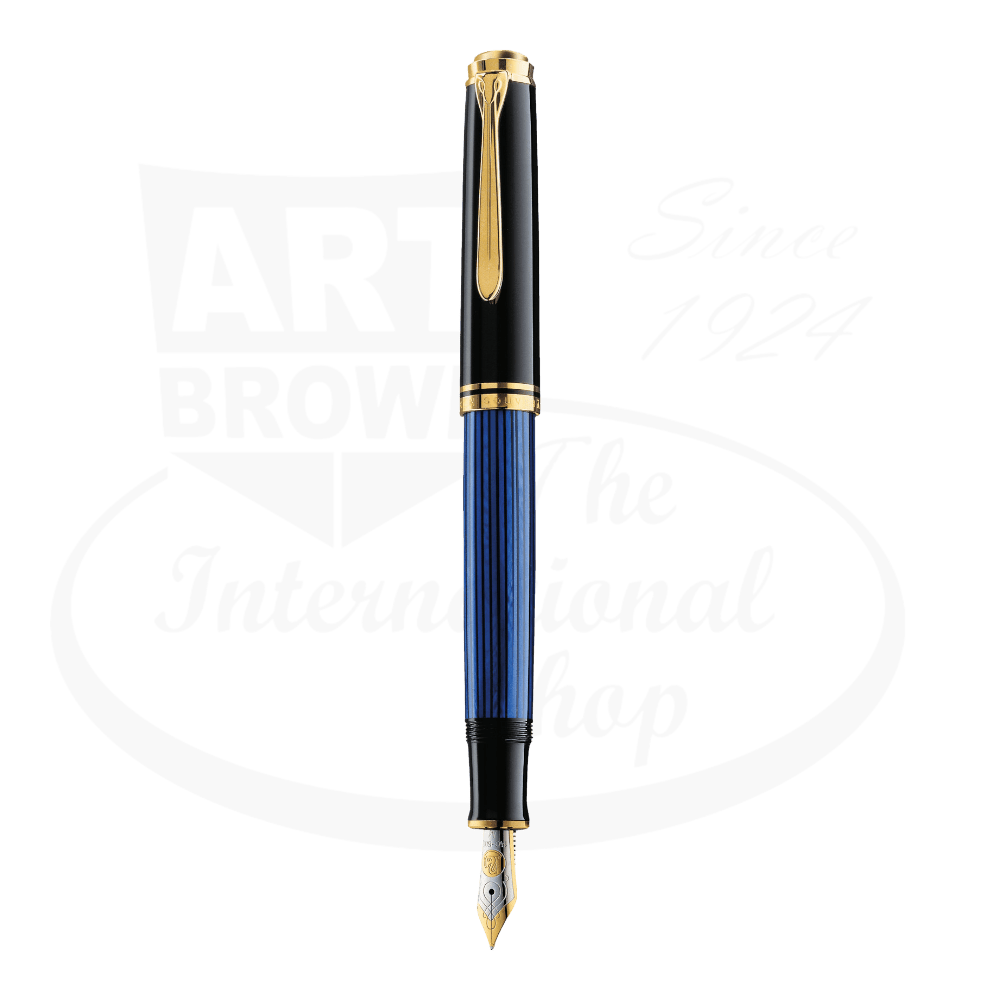 Pelikan Souveran M800 Luxury fountain pen with bi-color gold nib in blue and black resin