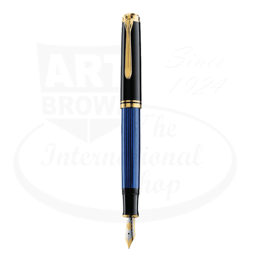 Pelikan Souveran M800 Luxury fountain pen with bi-color gold nib in blue and black resin
