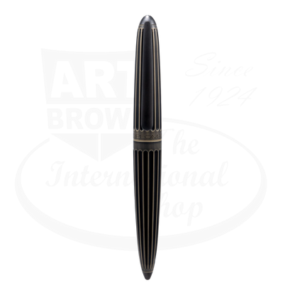 Diplomat Aero Oxyd Brass Fountain Pen D40322025 with black oxidized brass body and vertical grooves design