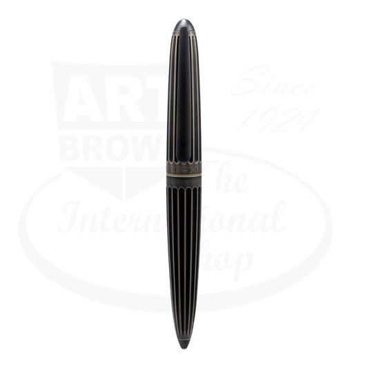 Diplomat Aero Oxyd Brass Fountain Pen D40322025 with black oxidized brass body and vertical grooves design