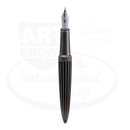 Diplomat Aero Oxyd Brass Fountain Pen D40322025 brass body with vertical grooves and silver nib detail elevated design