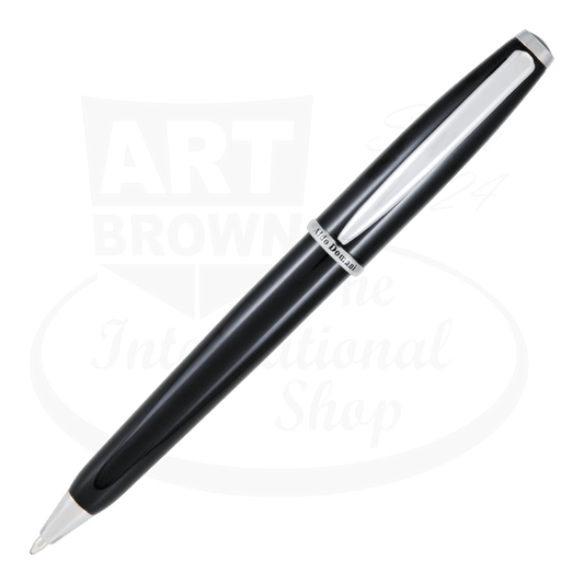 Monteverde Aldo Domani Ballpoint Pen sleek black resin barrel with polished chrome cap and clip fine writing instrument