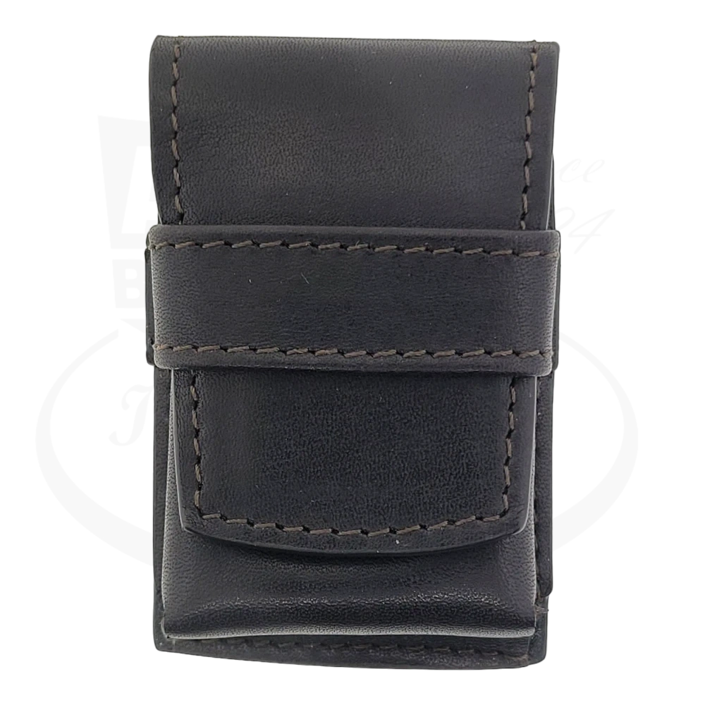 S.T. Dupont luxury black leather card holder with precision stitching and magnetic closure, featuring a sleek minimalist design for elegant everyday carry