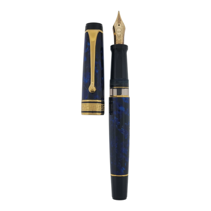 Preowned Aurora Optima Auroloide Blue & Gold Fountain Pen