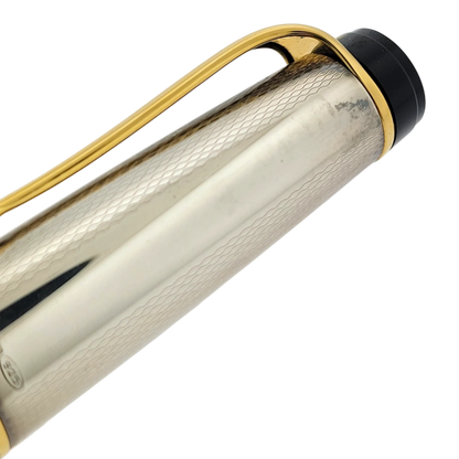Preowned Aurora Optima Black & Sterling Silver Barley Grain Rollerball Pen