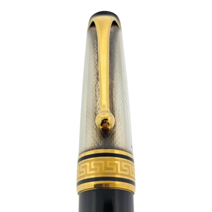Preowned Aurora Optima Black & Sterling Silver Barley Grain Rollerball Pen