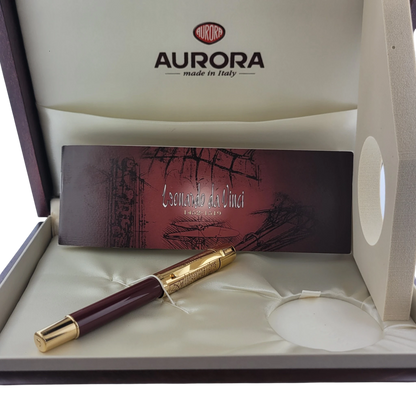Preowned Aurora Limited Edition Leonardo Da Vinci Fountain Pen in original box with paperwork, mint condition luxury pen gift