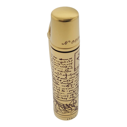 Preowned Aurora Limited Edition Leonardo Da Vinci Fountain Pen with gold finish and intricate manuscript design details