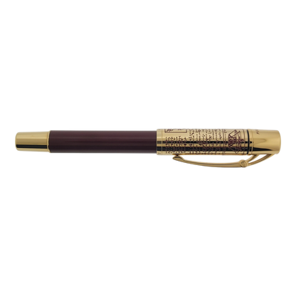 Preowned Aurora Limited Edition Leonardo Da Vinci Fountain Pen with gold detailing and elegant maroon body, luxury executive pen gift