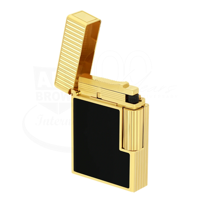 S.T. Dupont Ligne 1 Black Lacquer & Vertical Line Guilloche Lighter