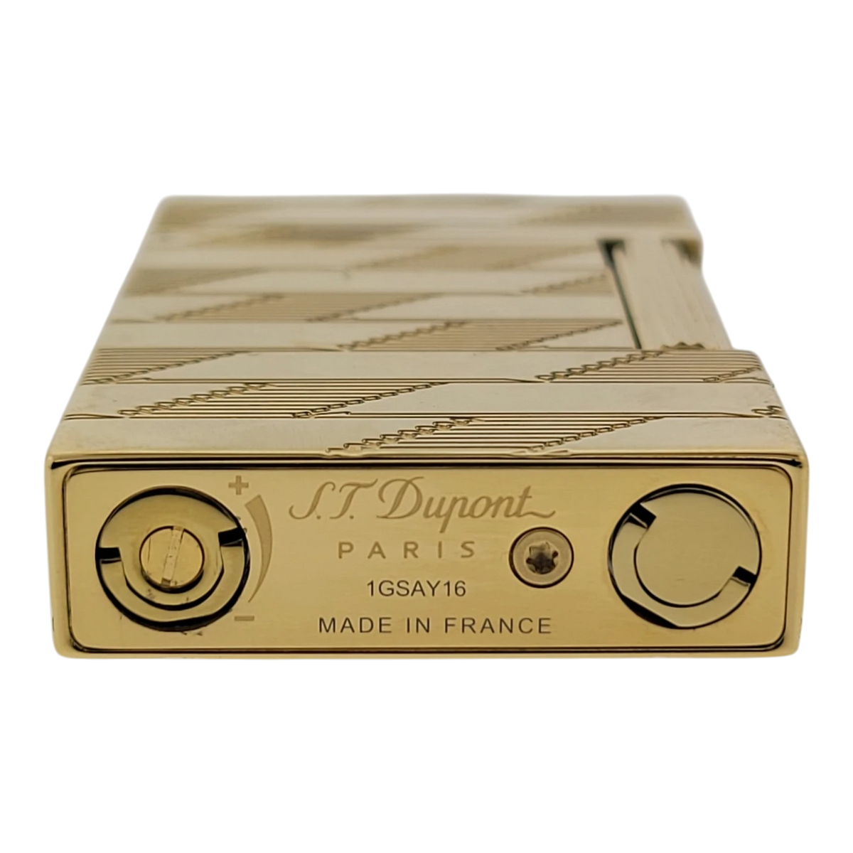 S.T. Dupont Display Model Ligne 2 Perfect Cling Monogram 1872 Gold Lighter, C16178-D