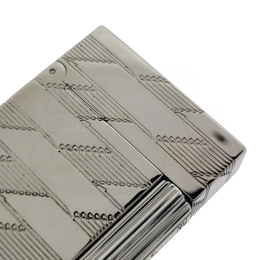 S.T. Dupont Ligne 2 palladium soft flame lighter with engraved Monogram 1872 pattern and ribbed base