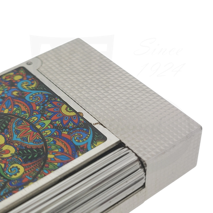 S.T. Dupont Ligne 2 C16393-D1 Microdiamond silver metal lighter with colorful intricate Mexico design panel