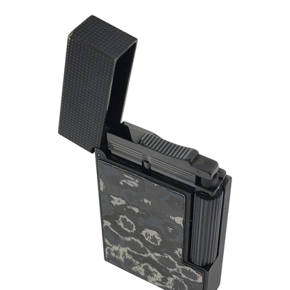 Preowned S.T. Dupont Ligne 2 Perfect Cling Dark Storm Carbon Lighter, C16397DS-D1