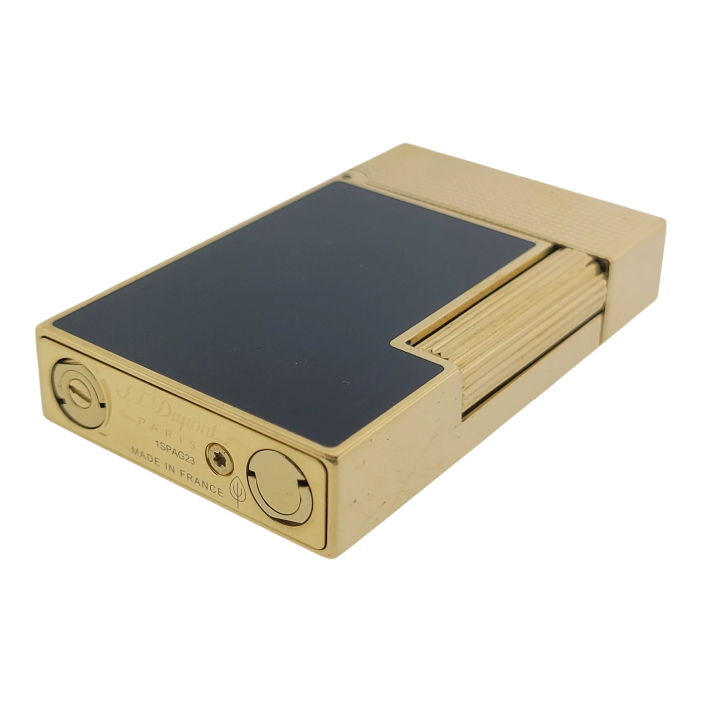 S.T. Dupont Display Model Ligne 2 Perfect Cling Blue Lacquer and Gold, C16457-D1
