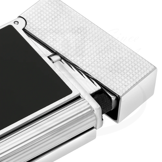 S.T. Dupont Ligne 2 Perfect Cling Microdiamond Head Matte Black with Palladium Lighter C16602, silver and black finish