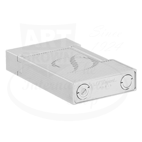 S.T. Dupont Ligne 2 C16606 brass lighter, platinum finish, diamond head pattern, rectangular body with dual flame system, sleek metallic design