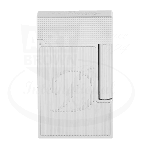 S.T. Dupont Ligne 2 C16606 brass lighter with platinum finish, diamond head pattern, vertical lines design, perfect cling mechanism