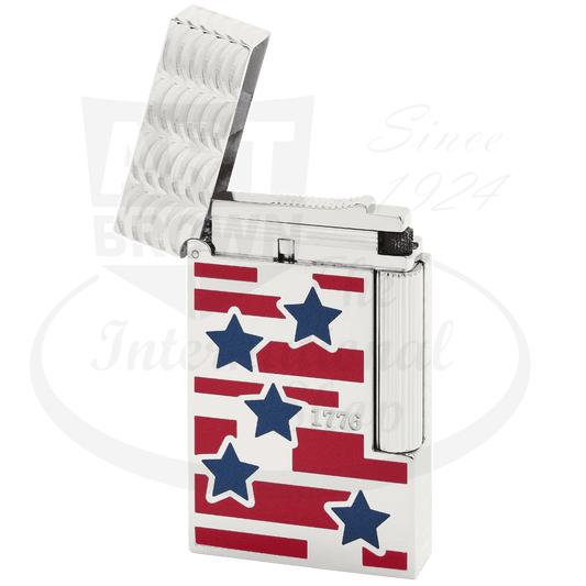 S.T. Dupont Ligne 2 C16680 brass luxury lighter with red stripes and blue stars American flag design, limited edition flag-themed collectible