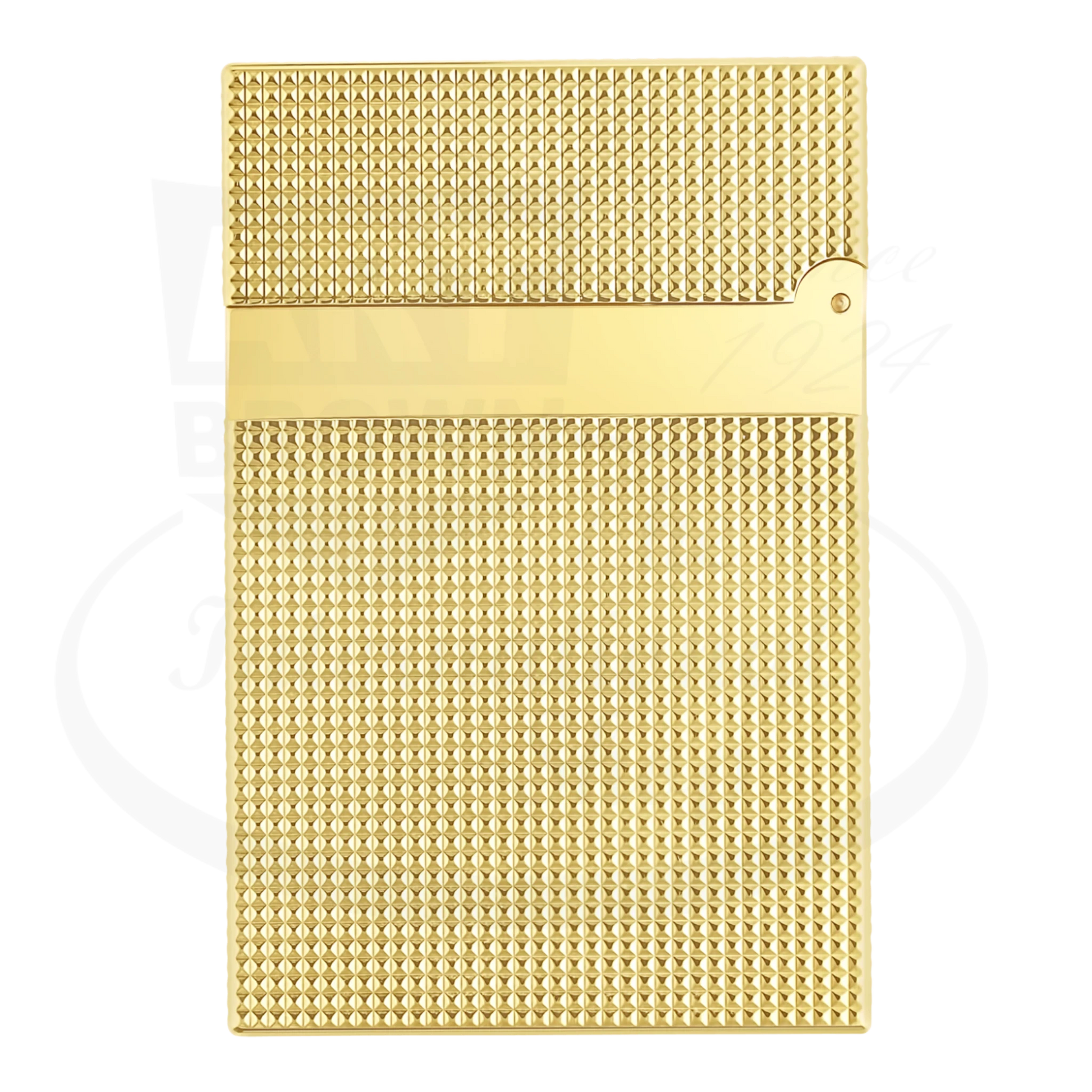 S.T. Dupont Ligne 2 Small Perfect Cling C18692 gold-plated brass lighter with microdiamond guilloche pattern, compact design