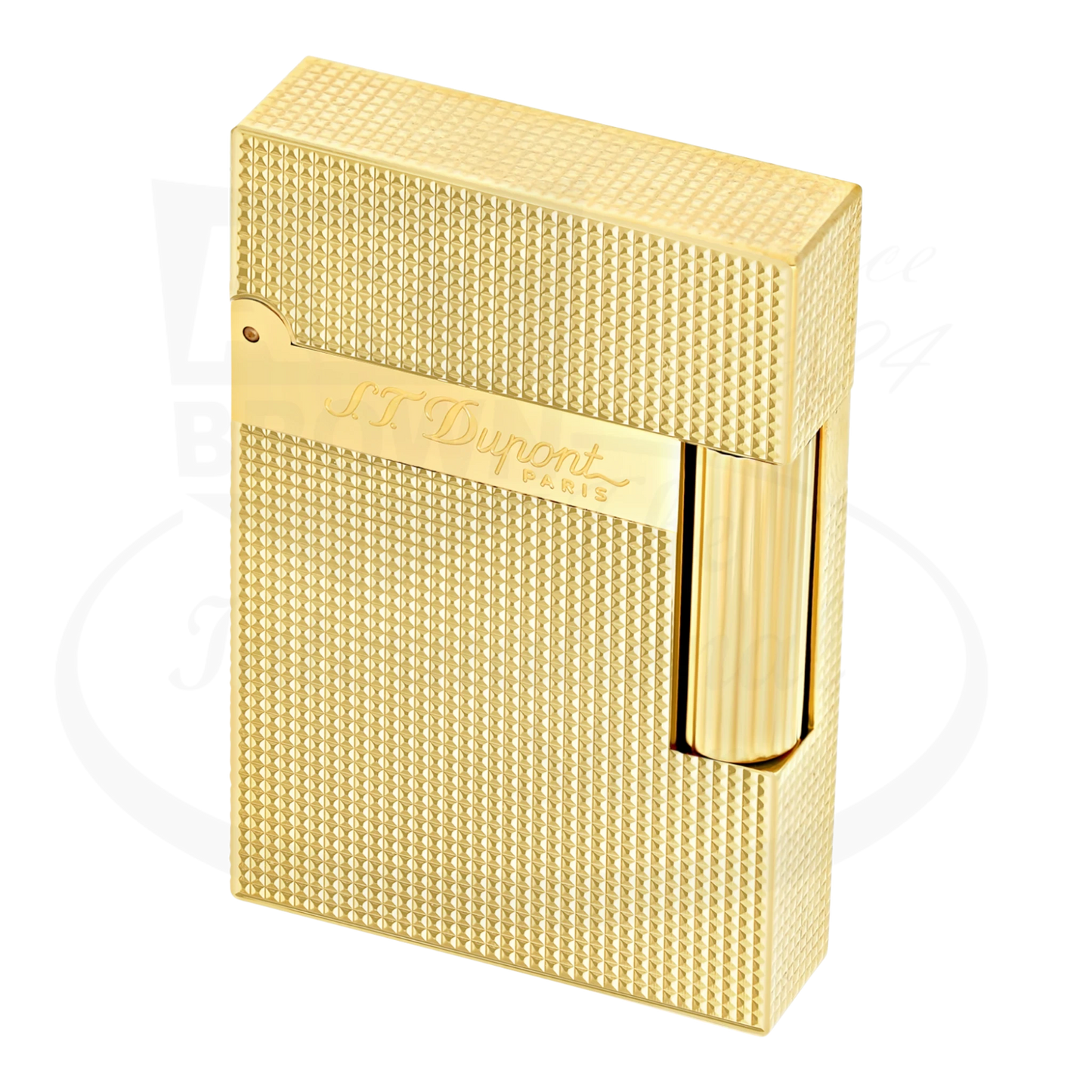 S.T. Dupont Ligne 2 Small Perfect Cling C18692 gold-plated brass lighter with microdiamond guilloche pattern