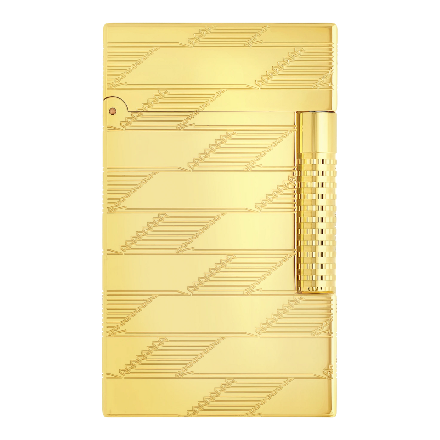 S.T. Dupont New Le Grand Monogram 1872 Gold Lighter, C23178, gold PVD finish with engraved monogram detail close-up