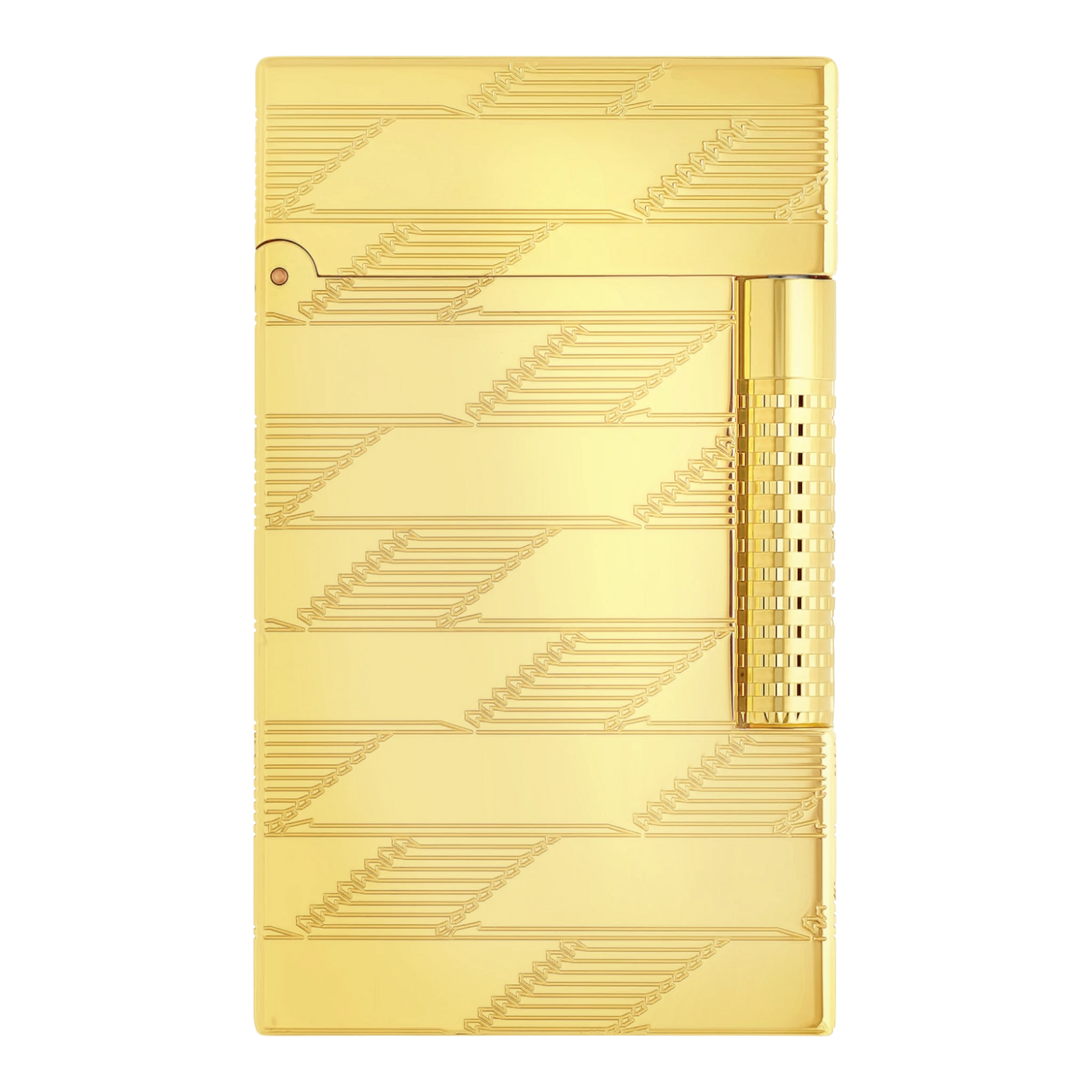 S.T. Dupont New Le Grand Monogram 1872 Gold Lighter, C23178, gold PVD finish with engraved monogram detail close-up