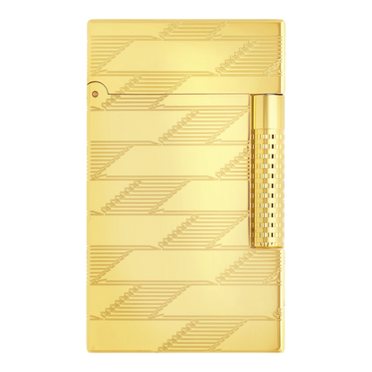 S.T. Dupont New Le Grand Monogram 1872 Gold Lighter, C23178, gold PVD finish with engraved monogram detail close-up