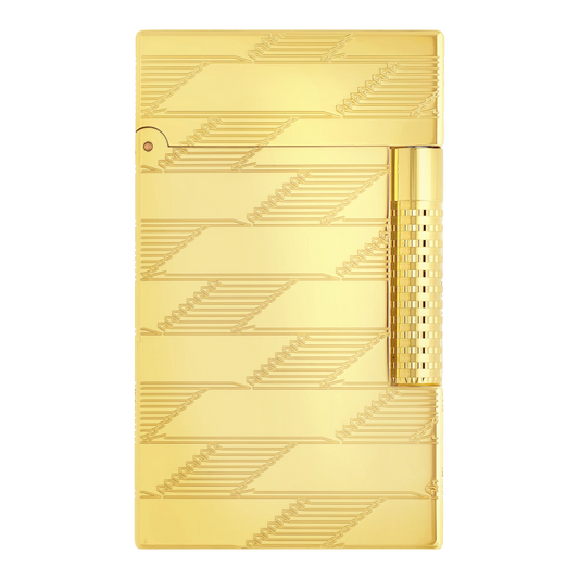 S.T. Dupont New Le Grand Monogram 1872 Gold Lighter, C23178, gold PVD finish with engraved monogram detail close-up
