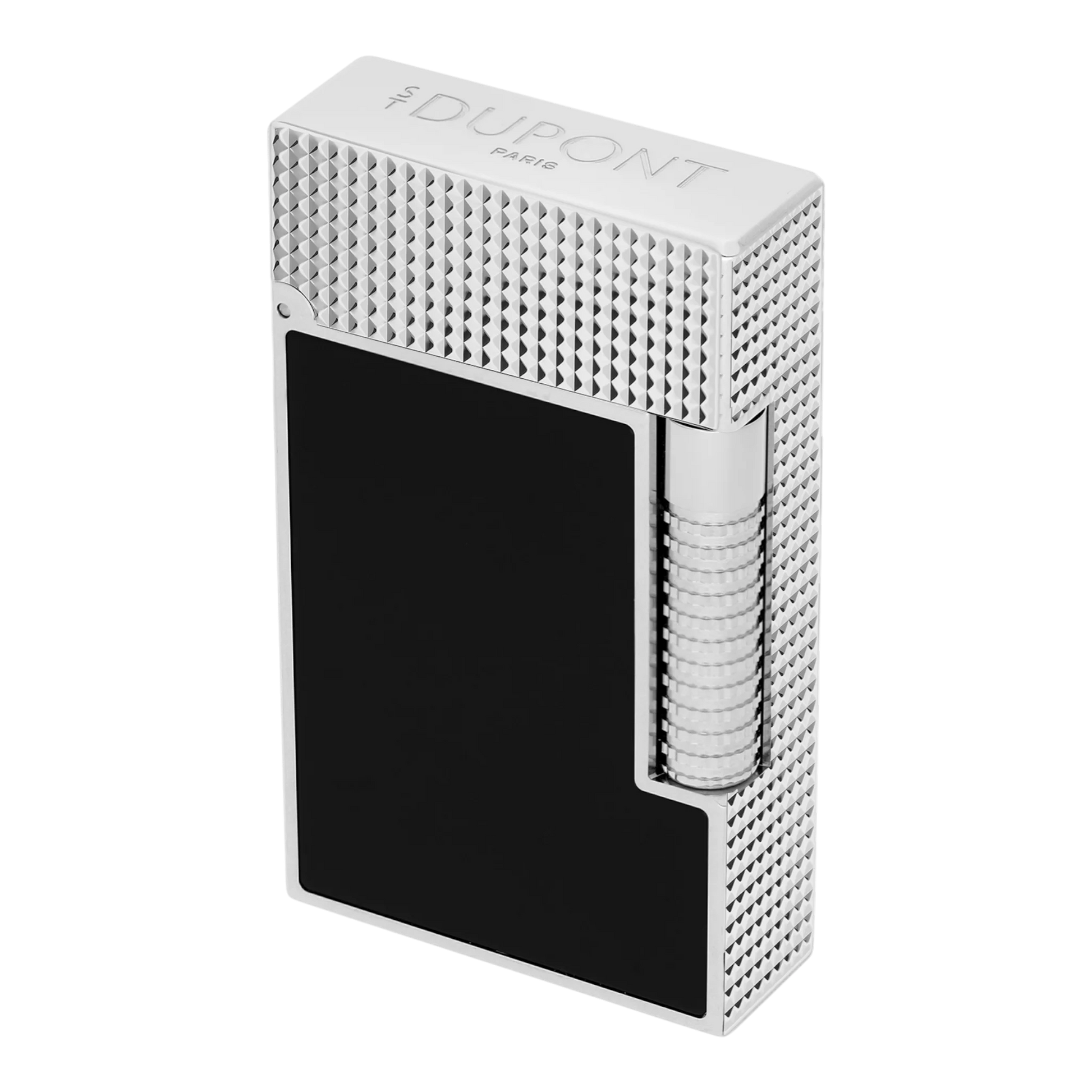 S.T. Dupont New Le Grand Black Lacquered Diamond Head Lighter silver metal with black lacquer square design gallery 9