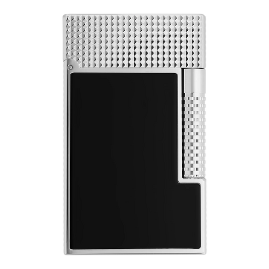 S.T. Dupont New Le Grand Black Lacquered Diamond Head Lighter silver metal with black lacquer front gallery 6 square 2048x2048