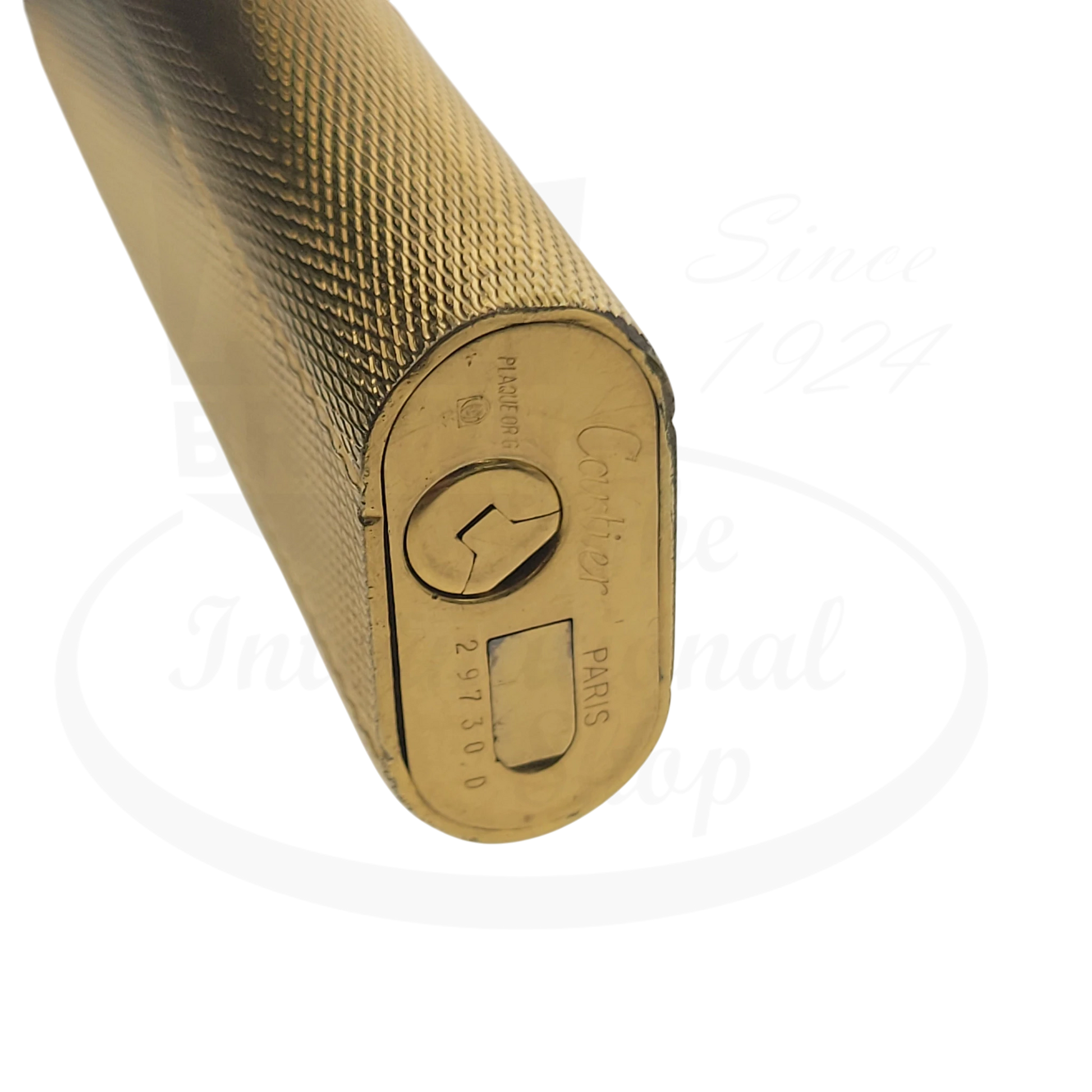 Cartier Gold Barley Grain Lighter Cartier-10 SKU 297300 vintage preowned gold tone textured lighter