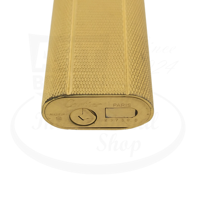 Cartier Gold Barley Grain Lighter Cartier-10 vintage gold textured metal lighter with engraved Paris and serial number 29730.0