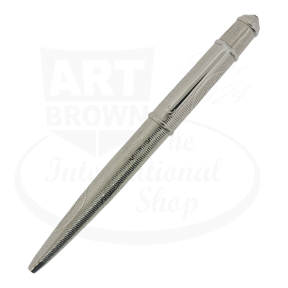 Cartier Diabolo Platinum Double-C Ballpoint Pen, Cartier-9, platinum finish, engraved double-C, blue resin cabochon cap