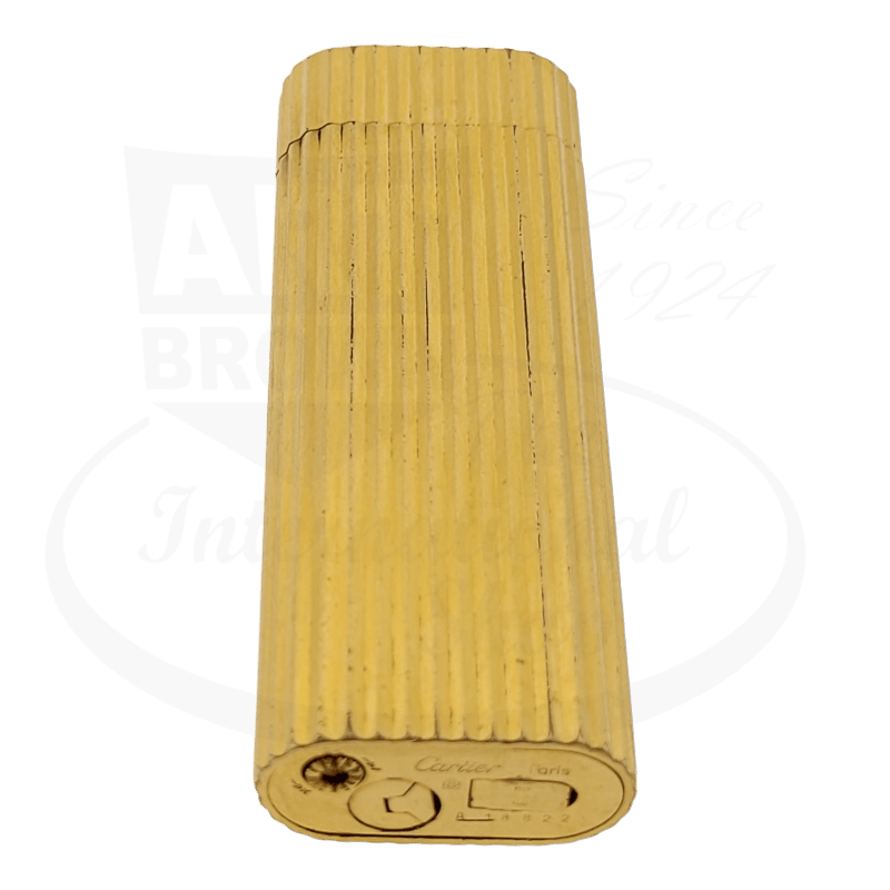 Preowned Cartier Gold Vertical Lines Lighter