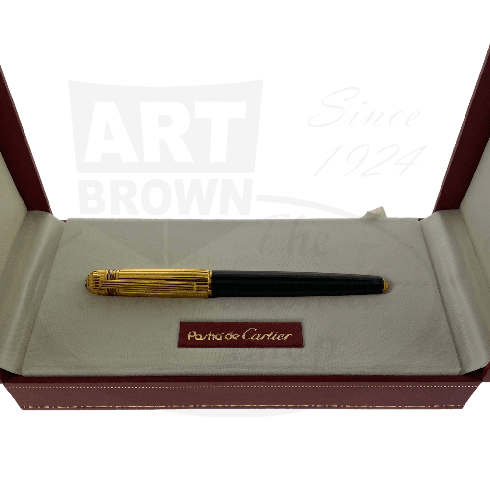 Cartier Vintage Pasha Fountain Pen Black Lacquer with Gold FInish