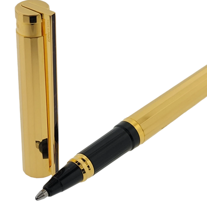Vintage S.T. Dupont Classique Gold Hexagonal Rollerball & Fountain Pen Set