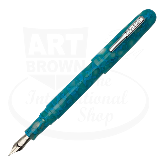 Conklin All American Turquoise Serenity Fountain Pen CK76162 European resin turquoise and white marbled body with silver clip and nib