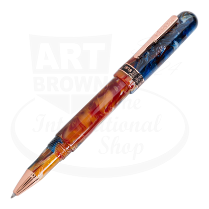 Conklin 1898 Misto Orange Rollerball Pen CK73278 marbled resin orange and blue with rose gold trim sleek design