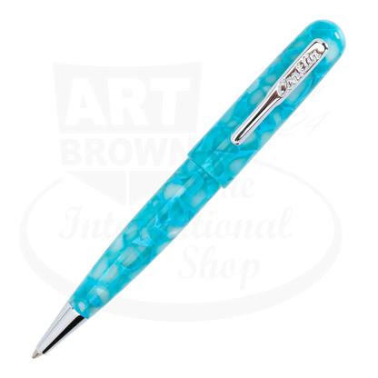 Conklin All American Turquoise Serenity CK76165 European resin ballpoint pen with marbled turquoise body and silver clip