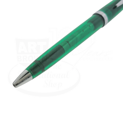 Cross Solo Collectors Edition vintage transparent green resin ballpoint pen with silver-tone tip and visible internal mechanisms