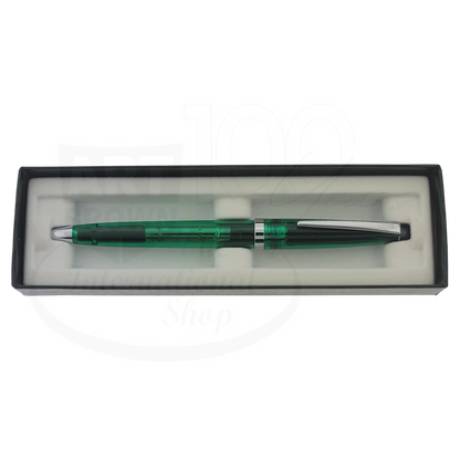 Cross Solo vintage green translucent resin ballpoint pen with silver clip and black tip in presentation box