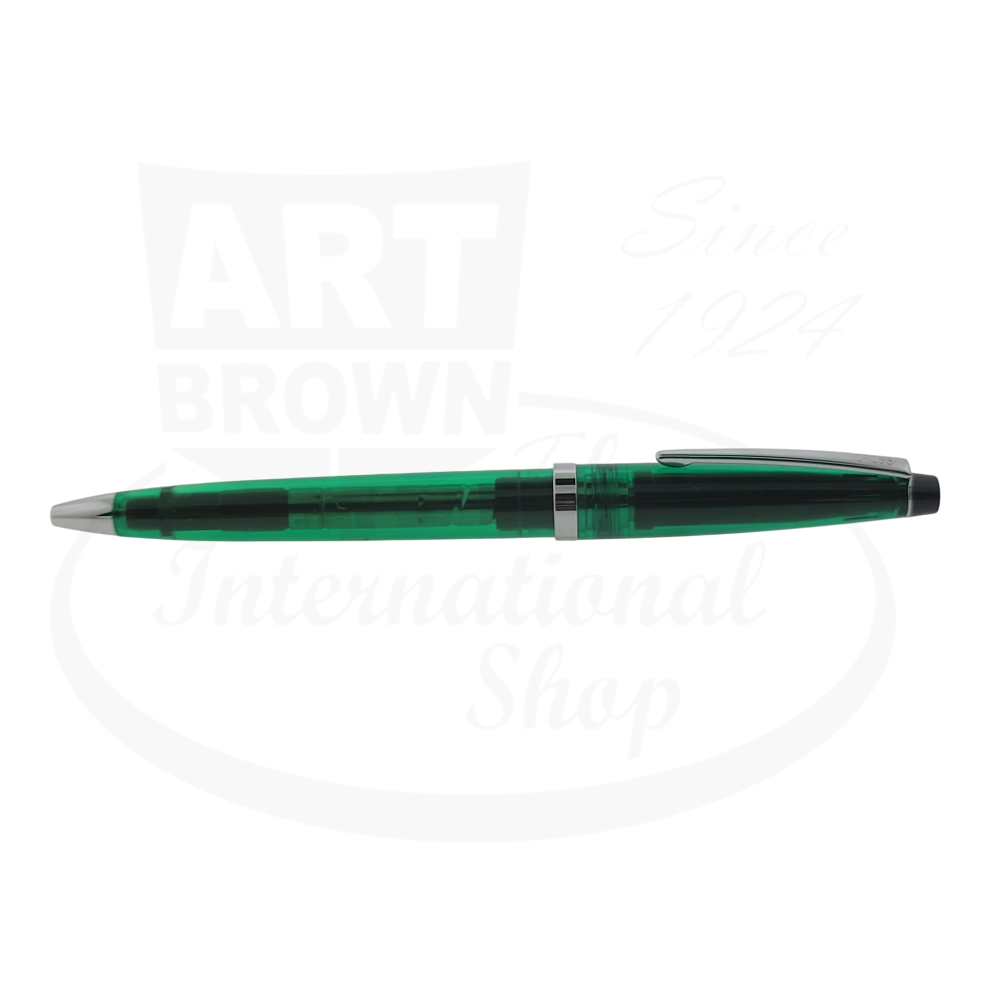 Rare Vintage Cross Solo Transparent Green Ballpoint Pen sleek metal clip and tip design